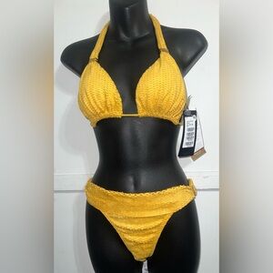 Nwt Vix Paula Hermanny Yellow Scales Bikini Set size Large